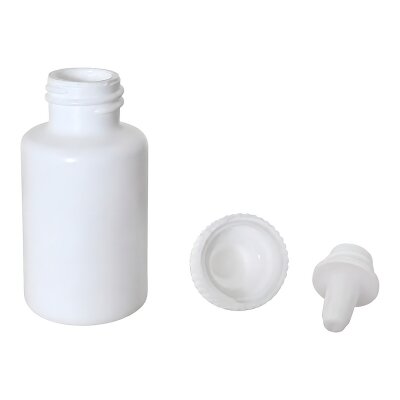 3-teilige Tropfflasche, weiß, 10 ml – Leerflasche mit Tropfeinsatz und Schraubverschluss