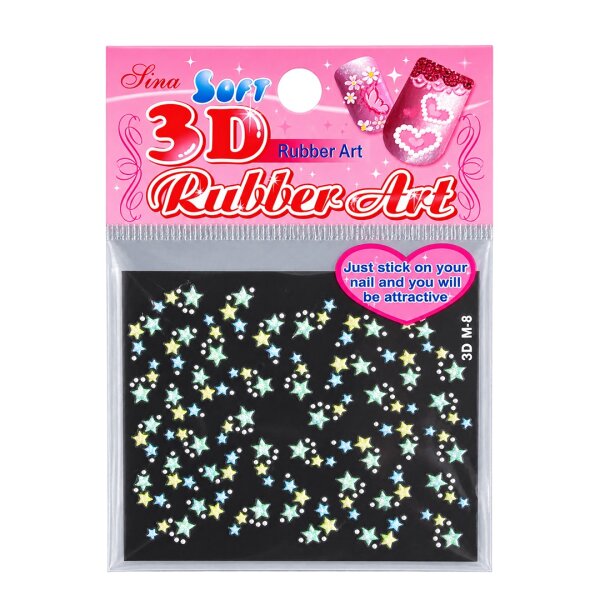 3D Nagelsticker pastell Sterne hellblau, hellgelb (3D M8)