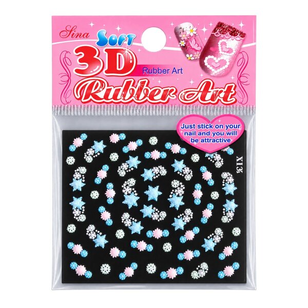 3D Nagelsticker pastell Schneeflocken, Sterne (XI-3)