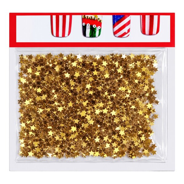 Ca. 1000 Stk. 3D Nailart Einleger Sterne goldfarben, in...