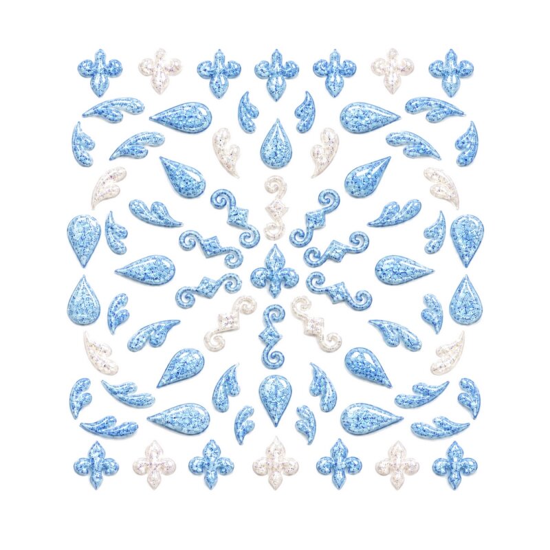3D Nagelsticker Hellblau Tropfen & Ornamente 3DGNS-035