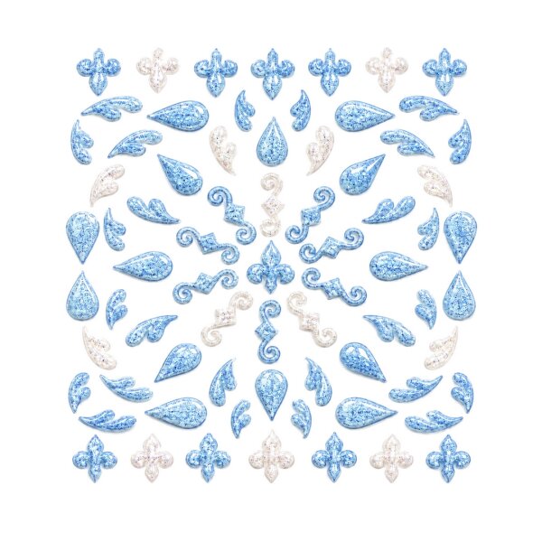 3D Nagelsticker Hellblau Tropfen & Ornamente 3DGNS-035