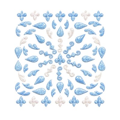 3D Nagelsticker Hellblau Tropfen & Ornamente 3DGNS-035