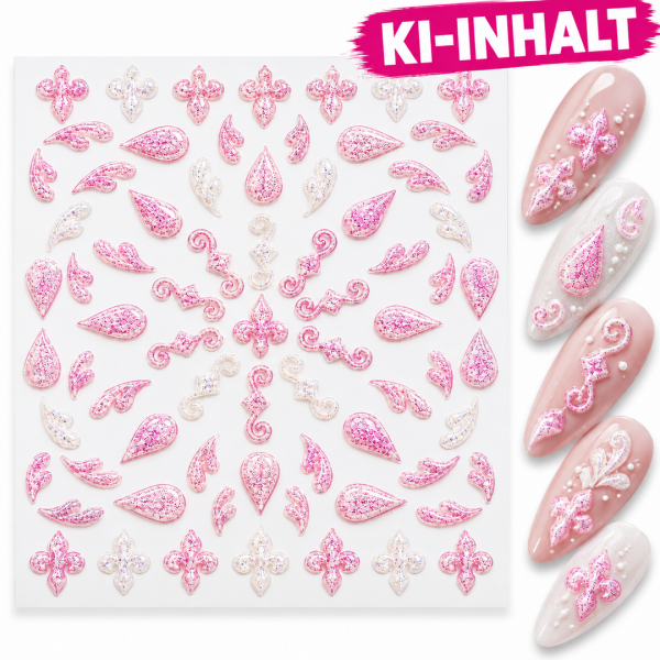 3D Nagelsticker ROSA Tropfen & Ornamente 3DGNS-035