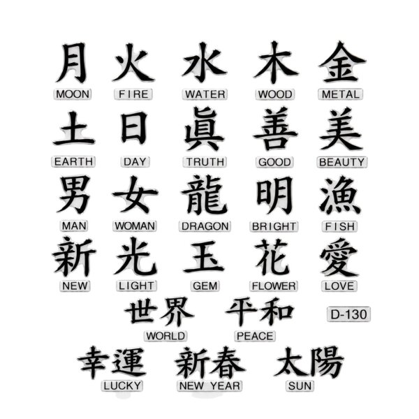 Nailart Sticker Chinesische Schriftzeichen Schwarz D-130