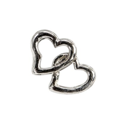 Nailart Charm Doppelherz. Silberfarben / Goldfarben, 925er Sterlingsilber