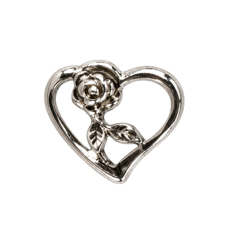 3D Nailart Charm Herz mit Rose aus 925er Sterlingsilber