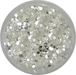 2,5g Glittermix Crystal Silver. Weißer Glitter mit silber...