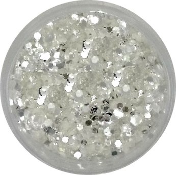 2,5g Glittermix Crystal Silver. Weißer Glitter mit silber Pailletten