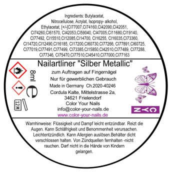 8ml Nailartliner, Fineliner Silber Metallic