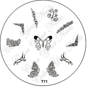 Stamping Schablone  T71, Schmetterlinge,...