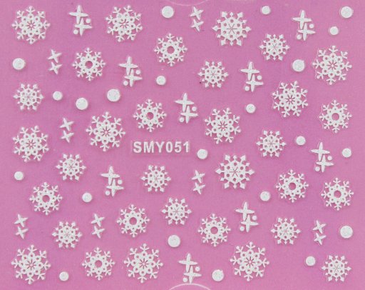 Nagelsticker Schneeflocken / Sterne weiß Selbstklebend SMY051