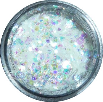 2,5g  Glittermix weiß transparent- irisierend.