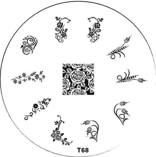 Stampingschablone  T68 , Blumenschablone, Blumen