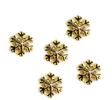 10 Metall Einleger Overlays - Eiskristalle / Schnee gold farben ca.4mm. In Dose. (156-2)