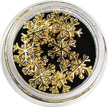 10 Metall Einleger Overlays - Eiskristalle / Schnee gold farben ca.4mm. In Dose. (156-2)