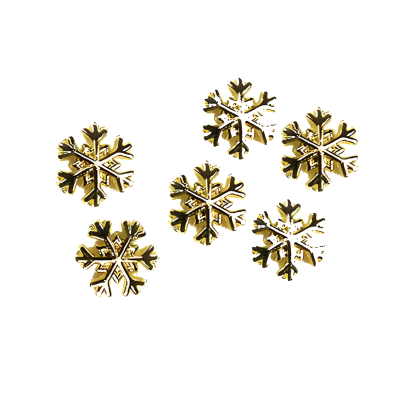 10 Metall Overlays - Eiskristalle / Schnee gold farben ca.6mm. In Dose. (156-3)