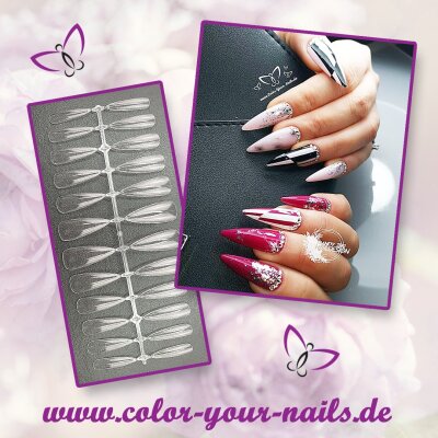 Special Fullcover Tips Stiletto (1 VE= 24 Tips) transparent - Press on Tips. 3 VE