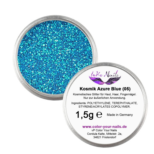 1,5g kosmetischer Glitter von InKo Nailz. Kosmik Azure Blue (05)
