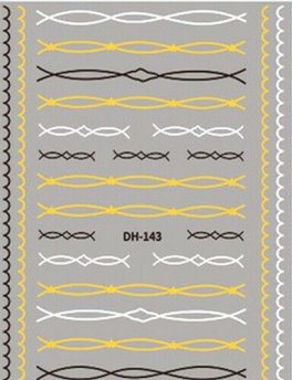 Nagel Stripes Sticker, Linesticker schwarz, weiß, Gold (DH-143)