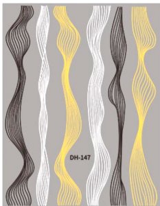 Flexible Nailstripes, Stripes, Zierstreifen auf Bogen. Schwarz, weiß, Gold (DH-147)