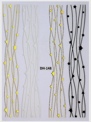 Nagel Stripes Sticker, Linesticker mit Sterne (DH-148)