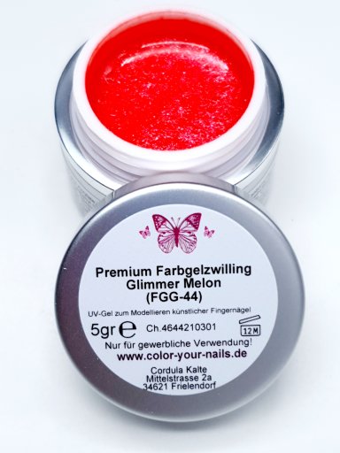 Premium Zwillings Glittergel, Farbe: Melon Glimmer (FGG-44)