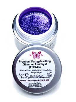 Premium Zwillings Glittergel, Farbe: Amethyst Glimmer (FGG-45)