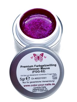 Premium Zwillings Glittergel, Farbe: Mauve Glimmer (FGG-52)