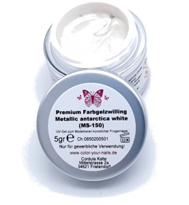 Premium Zwillings Metallic Farbgel. Farbwahl: Antarctica White (MS-150)