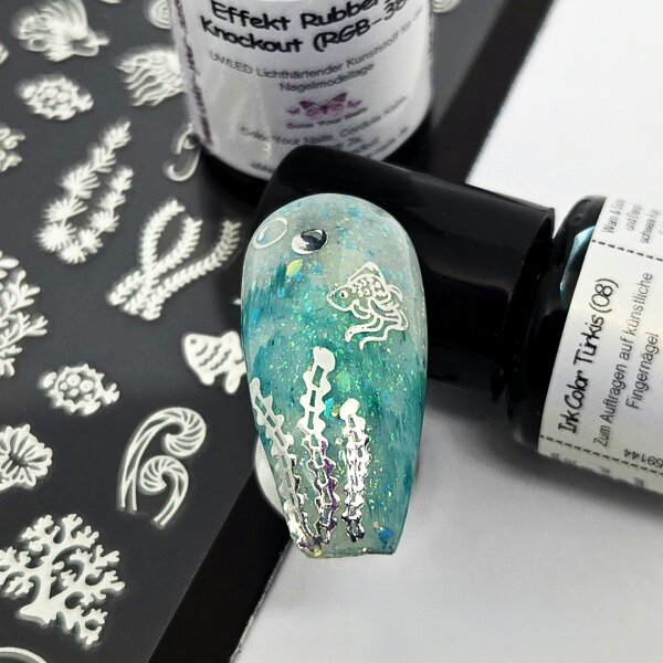 Hauchdünne Sommer Nagelsticker Quallen, Muscheln,...